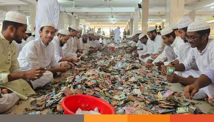 পাগলা মসজিদে মিলেছে রেকর্ড ২৮ বস্তা টাকা, চলছে গণনা