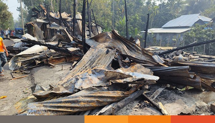 আমতলীতে অগ্নিকাণ্ডে ১৬ দোকান পুড়ে ছাই