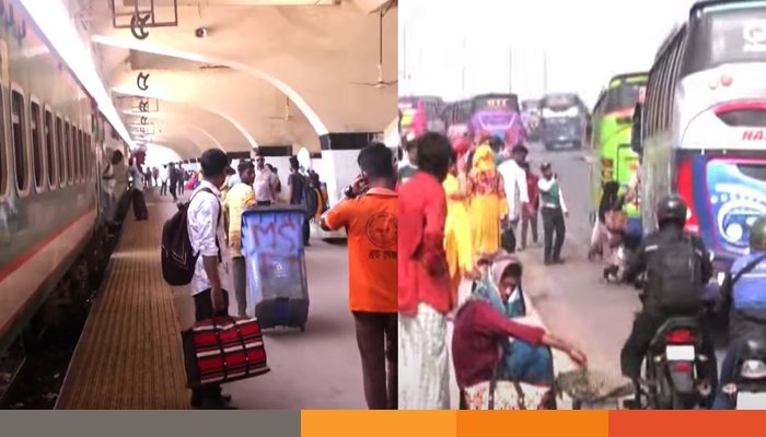 বাসে ট্রেনে স্বস্তির ঈদযাত্রা, বাড়তি ভাড়ার অভিযোগ