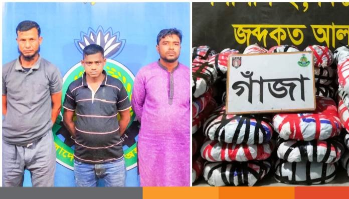 নেত্রকোণায় ৩৫ কেজি গাঁজাসহ ৩ মাদক ব্যবসায়ী গ্রেফতার