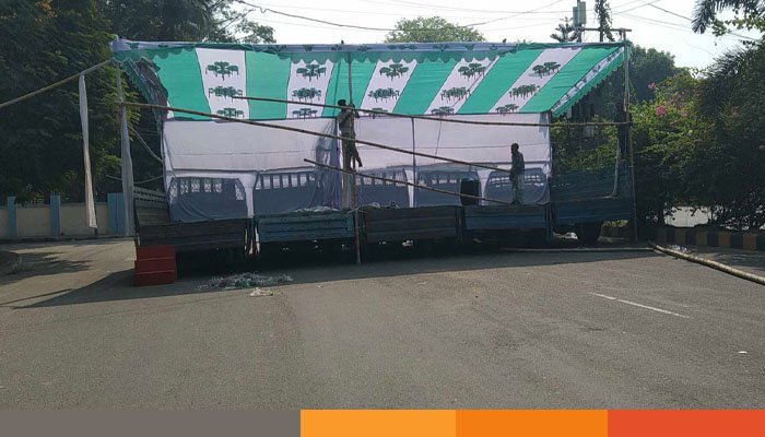 আওয়ামী লীগ নিষিদ্ধের দাবিতে সমাবেশ, প্রস্তুত হচ্ছে মঞ্চ
