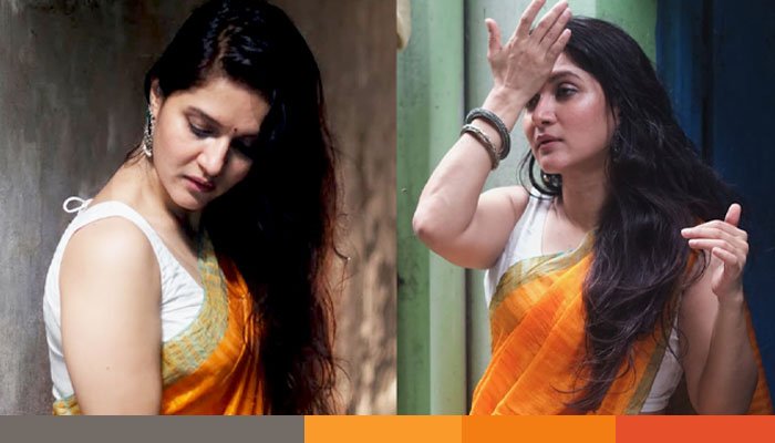 শাড়িতে মুগ্ধতা ছড়াচ্ছেন মিথিলা