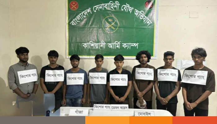 গোপালগঞ্জে কিশোর গ্যাং ‘ডেমন বয়েজ’ গ্রুপের ৮ সদস্য গ্রেপ্তার