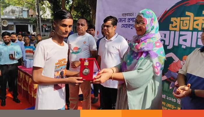 জুলাই-আগস্ট গণঅভ্যুত্থন দিবস উপলক্ষে মেহেরপুরে প্রতিকী ম্যারাথন