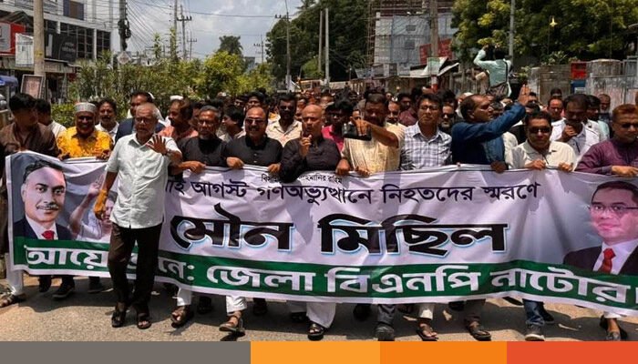 নাটোরে জেলা বিএনপির আয়োজনে মৌন মিছিল