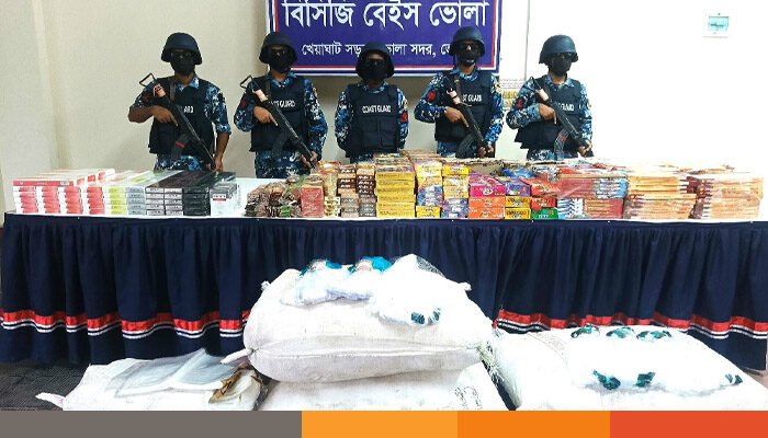 ভোলায় কাভার্ড ভ্যানে ৭ কোটি টাকার অবৈধ পণ্য জব্দ