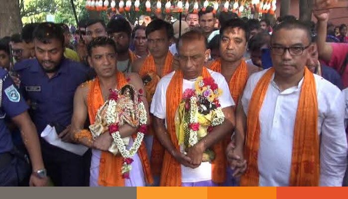 দিনাজপুরে শতবর্ষের ঐতিহ্য নৌপথে কান্তজীউ বিগ্রহের মহাযাত্রা