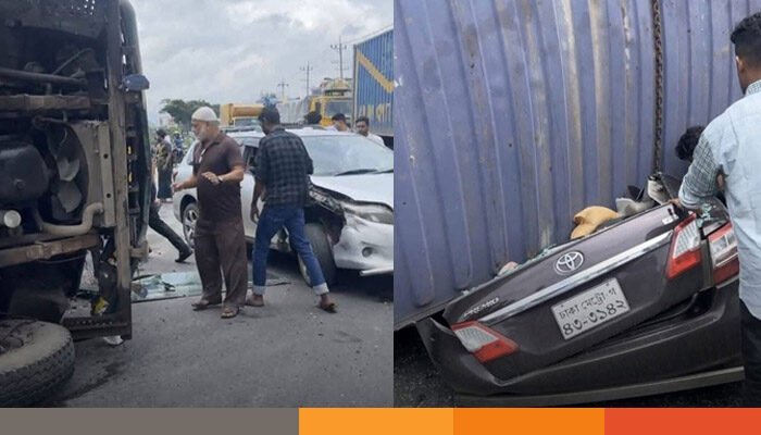 কুমিল্লায় প্রাইভেটকারের ওপর উল্টে পড়ল কাভার্ডভ্যান, নিহত ৪ কুমিল্লায় প্রাইভেটকারের ওপর উল্টে পড়ল কাভার্ডভ্যান, নিহত ৪